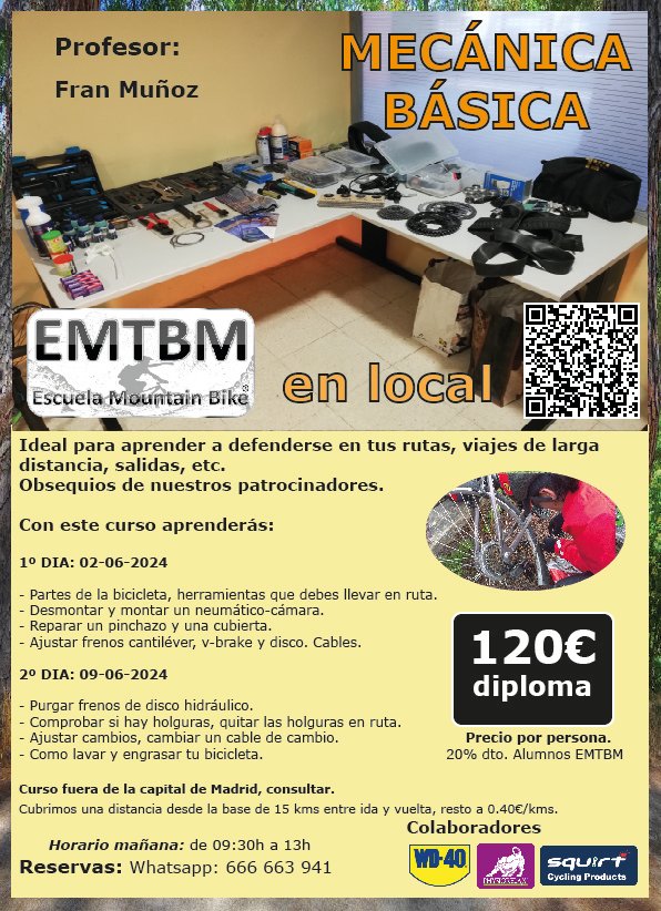 Clases mecánica de bicicletas por la Escuela de Mountain Bike de Madrid (EMTBM)